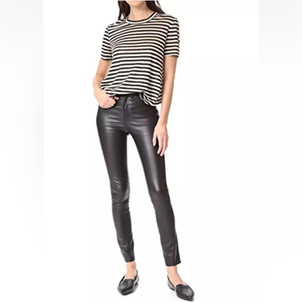 Veronica Beard Kate Skinny Black Genuine Lambskin Leather Pants - Size 24